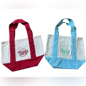 Trader Joe’s Mini Totes x 2. Red & Light Blue Canvas